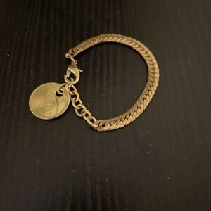 Twisted Silver Chanel style Vintage logos coin charms bracelet